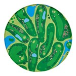 Golf Course Par Golf Course Green Round Glass Fridge Magnet (4 pack)