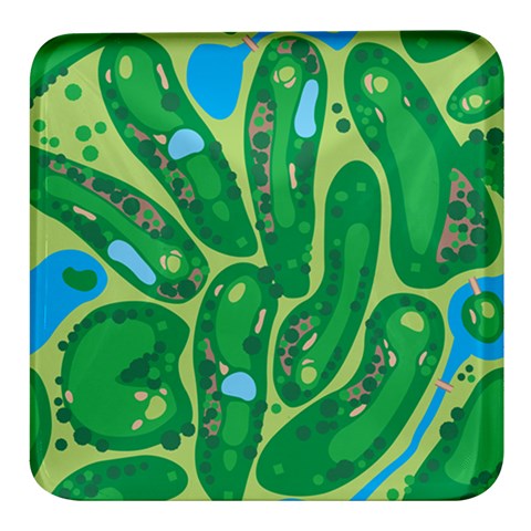 Golf Course Par Golf Course Green Square Glass Fridge Magnet (4 pack) from ArtsNow.com Front