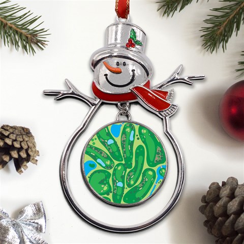 Golf Course Par Golf Course Green Metal Snowman Ornament from ArtsNow.com Front