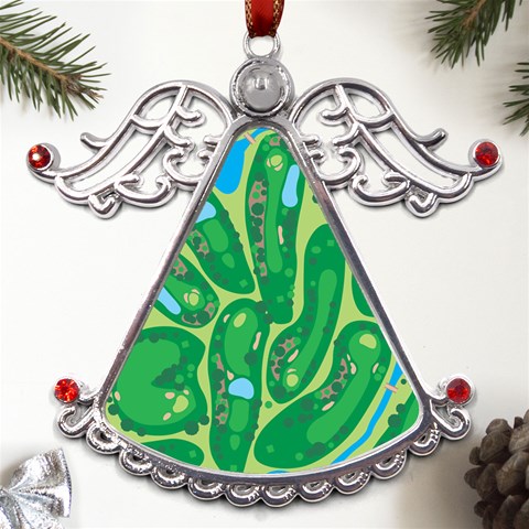 Golf Course Par Golf Course Green Metal Angel with Crystal Ornament from ArtsNow.com Front