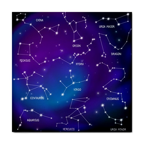 Realistic Night Sky With Constellations Tile Coaster from ArtsNow.com Front