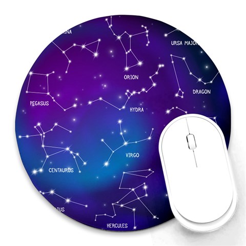 Realistic Night Sky With Constellations Round Mousepad from ArtsNow.com Front