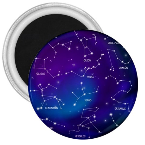 Realistic Night Sky With Constellations 3  Magnets from ArtsNow.com Front