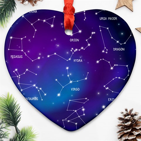 Realistic Night Sky With Constellations Ornament (Heart) from ArtsNow.com Front