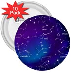 Realistic Night Sky With Constellations 3  Buttons (10 pack) 