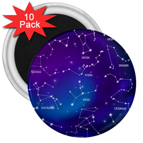 Realistic Night Sky With Constellations 3  Magnets (10 pack)  from ArtsNow.com Front
