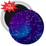 Realistic Night Sky With Constellations 3  Magnets (10 pack) 