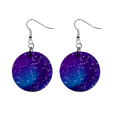 Realistic Night Sky With Constellations Mini Button Earrings from ArtsNow.com Front