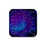 Realistic Night Sky With Constellations Rubber Square Coaster (4 pack)