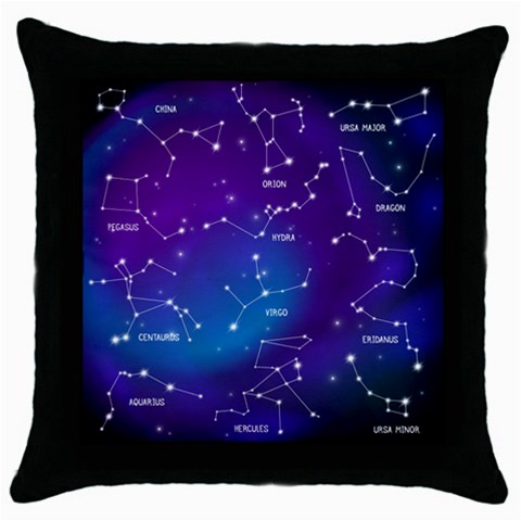 Realistic Night Sky With Constellations Throw Pillow Case (Black) from ArtsNow.com Front