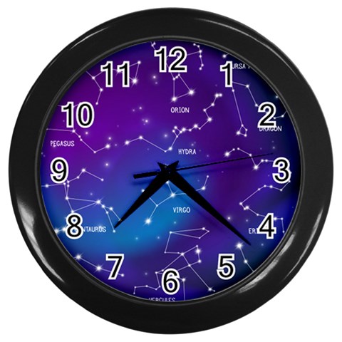 Realistic Night Sky With Constellations Wall Clock (Black) from ArtsNow.com Front