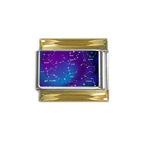 Realistic Night Sky With Constellations Gold Trim Italian Charm (9mm) from ArtsNow.com Front