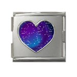 Realistic Night Sky With Constellations Mega Link Heart Italian Charm (18mm)