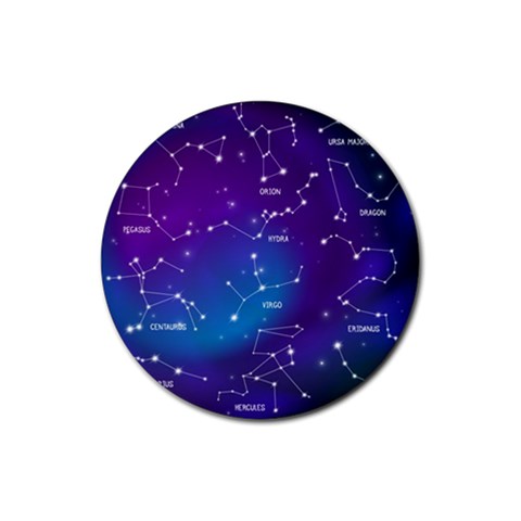 Realistic Night Sky With Constellations Rubber Coaster (Round) from ArtsNow.com Front