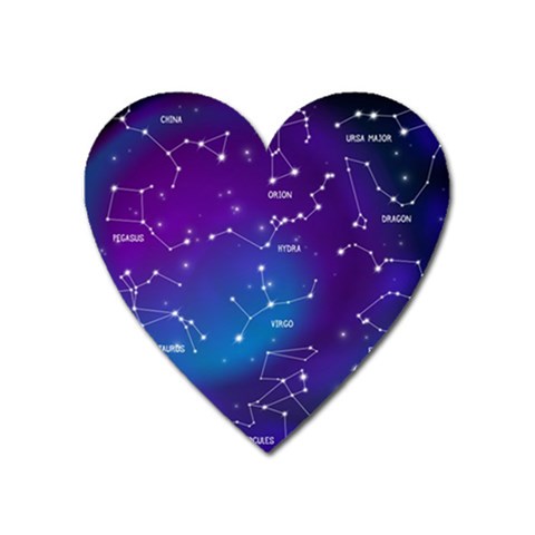 Realistic Night Sky With Constellations Heart Magnet from ArtsNow.com Front
