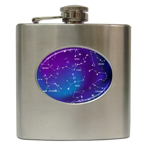 Realistic Night Sky With Constellations Hip Flask (6 oz) from ArtsNow.com Front