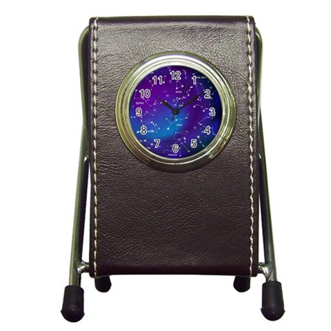 Realistic Night Sky With Constellations Pen Holder Desk Clock from ArtsNow.com Front