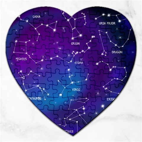 Realistic Night Sky With Constellations Jigsaw Puzzle (Heart) from ArtsNow.com Front