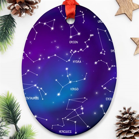 Realistic Night Sky With Constellations Oval Ornament (Two Sides) from ArtsNow.com Front
