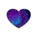 Realistic Night Sky With Constellations Rubber Coaster (Heart)
