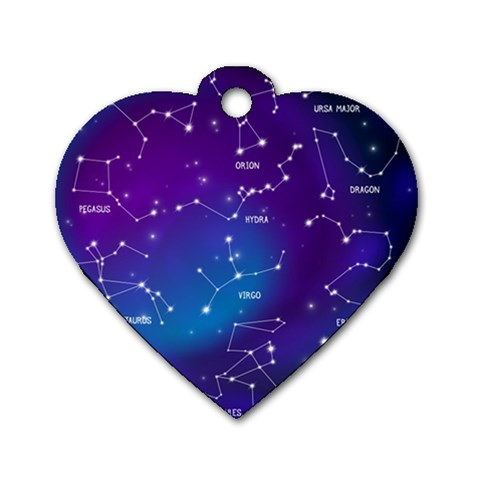 Realistic Night Sky With Constellations Dog Tag Heart (One Side) from ArtsNow.com Front