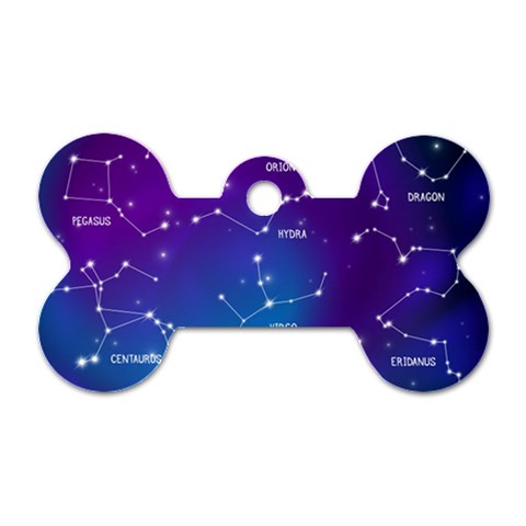 Realistic Night Sky With Constellations Dog Tag Bone (One Side) from ArtsNow.com Front