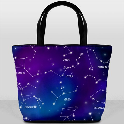 Realistic Night Sky With Constellations Bucket Bag from ArtsNow.com Front