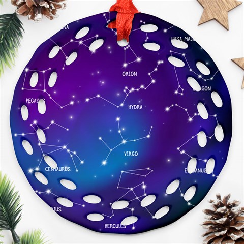 Realistic Night Sky With Constellations Round Filigree Ornament (Two Sides) from ArtsNow.com Front