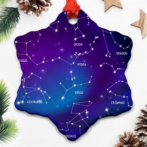 Realistic Night Sky With Constellations Snowflake Ornament (Two Sides) from ArtsNow.com Front