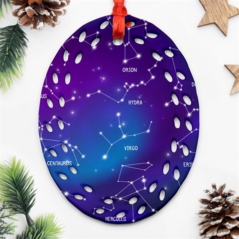 Realistic Night Sky With Constellations Ornament (Oval Filigree) from ArtsNow.com Front