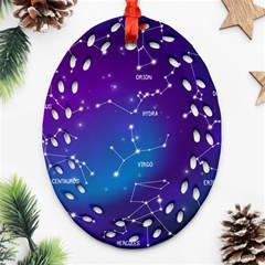 Realistic Night Sky With Constellations Oval Filigree Ornament (Two Sides) from ArtsNow.com Back