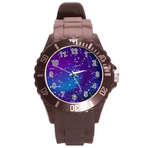 Realistic Night Sky With Constellations Round Plastic Sport Watch (L) from ArtsNow.com Front