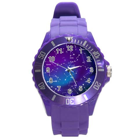 Realistic Night Sky With Constellations Round Plastic Sport Watch (L) from ArtsNow.com Front