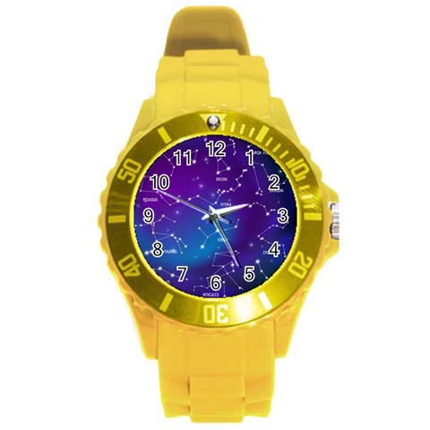 Realistic Night Sky With Constellations Round Plastic Sport Watch (L) from ArtsNow.com Front