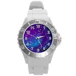 Realistic Night Sky With Constellations Round Plastic Sport Watch (L)