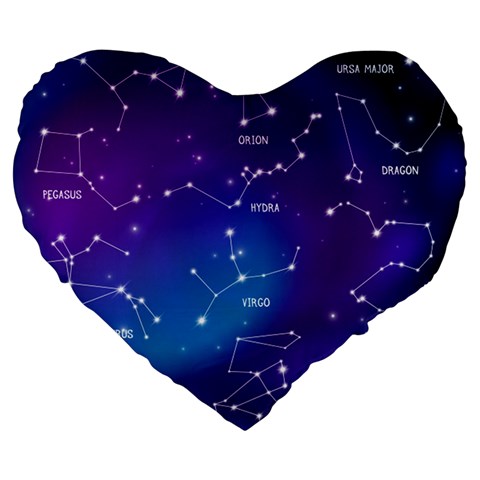 Realistic Night Sky With Constellations Large 19  Premium Heart Shape Cushions from ArtsNow.com Front