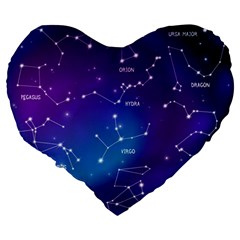 Realistic Night Sky With Constellations Large 19  Premium Heart Shape Cushions from ArtsNow.com Back