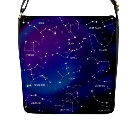 Realistic Night Sky With Constellations Flap Closure Messenger Bag (L) from ArtsNow.com Front