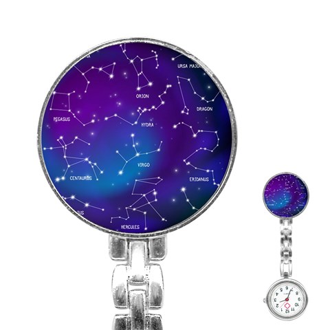 Realistic Night Sky With Constellations Stainless Steel Nurses Watch from ArtsNow.com Front