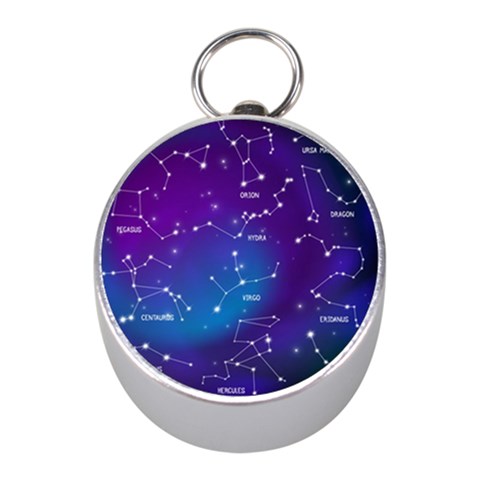 Realistic Night Sky With Constellations Mini Silver Compasses from ArtsNow.com Front