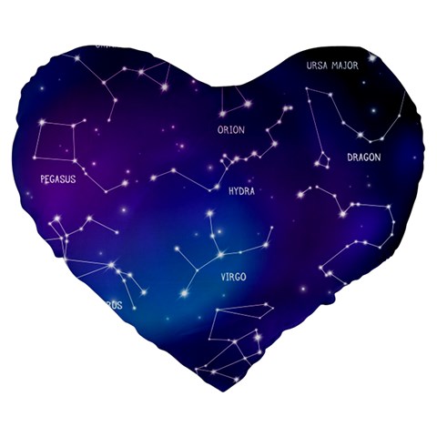 Realistic Night Sky With Constellations Large 19  Premium Flano Heart Shape Cushions from ArtsNow.com Front