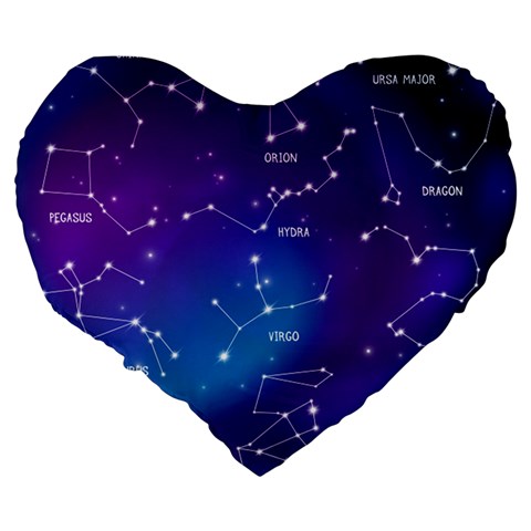 Realistic Night Sky With Constellations Large 19  Premium Flano Heart Shape Cushions from ArtsNow.com Back