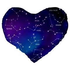 Realistic Night Sky With Constellations Large 19  Premium Flano Heart Shape Cushions from ArtsNow.com Back