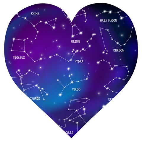 Realistic Night Sky With Constellations Wooden Puzzle Heart from ArtsNow.com Front