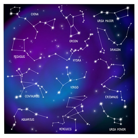 Realistic Night Sky With Constellations Wooden Puzzle Square from ArtsNow.com Front
