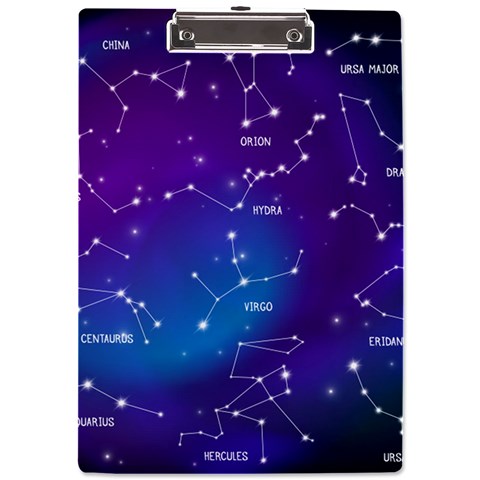 Realistic Night Sky With Constellations A4 Acrylic Clipboard from ArtsNow.com Front