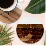 Realistic Night Sky With Constellations Marble Wood Coaster (Round)