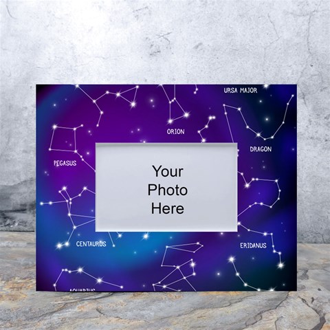 Realistic Night Sky With Constellations White Tabletop Photo Frame 4 x6  from ArtsNow.com Front