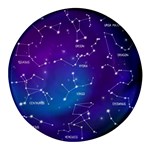Realistic Night Sky With Constellations Round Glass Fridge Magnet (4 pack)