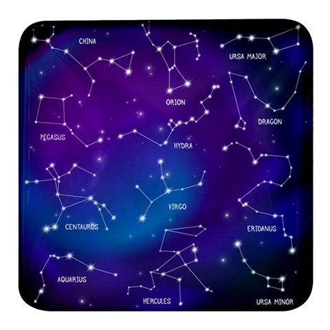 Realistic Night Sky With Constellations Square Glass Fridge Magnet (4 pack) from ArtsNow.com Front